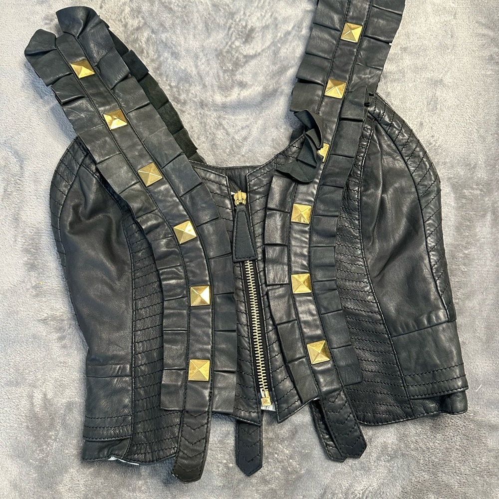 Black Studded LEATHER  TEMPERLEY Vest Waistcoat Bustier corset US6 UK10  $1800
